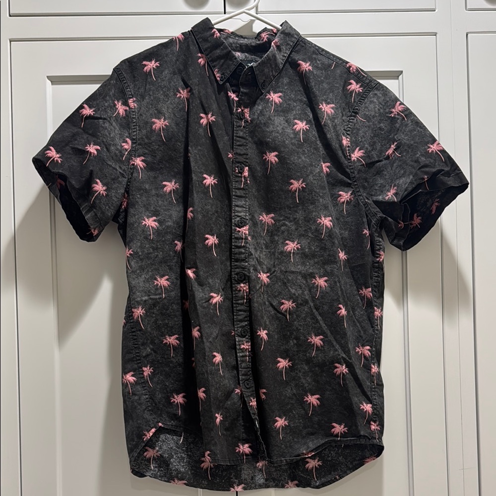 Black and Pink Palm Tree Men's Shirt